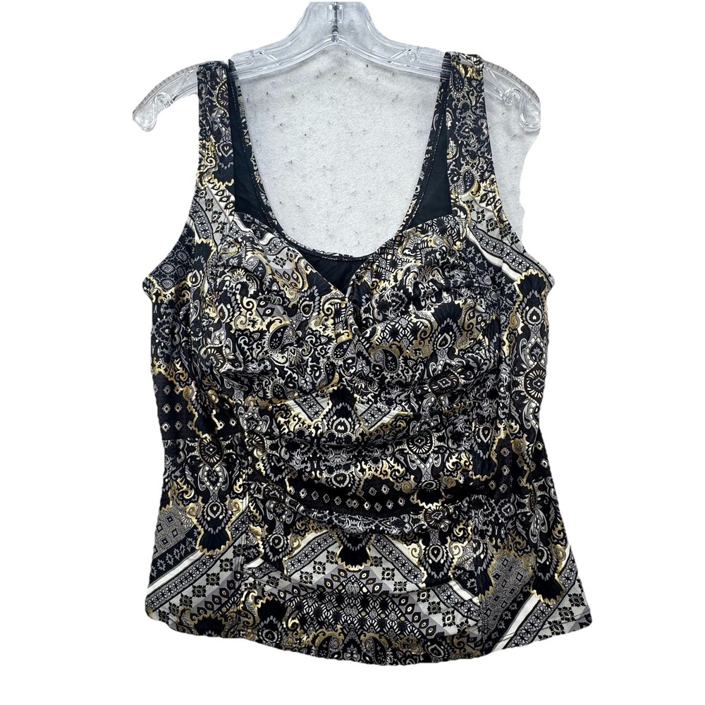 NEW Swimsuits For All Womens Plus Size 18 Multicolor Printed Swim Tankini Top